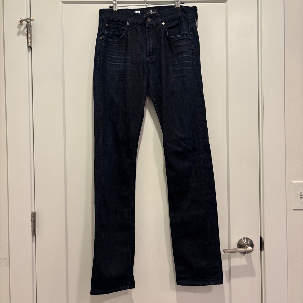 7 For All Mankind Luxe Performance The Straight Jeans Mens 31 Dark Indigo Blue